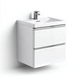 Mobile lavabo sospeso 80×46×52 cm - rovere chiaro e bianco - per bagno minimal con lavabo integrato
