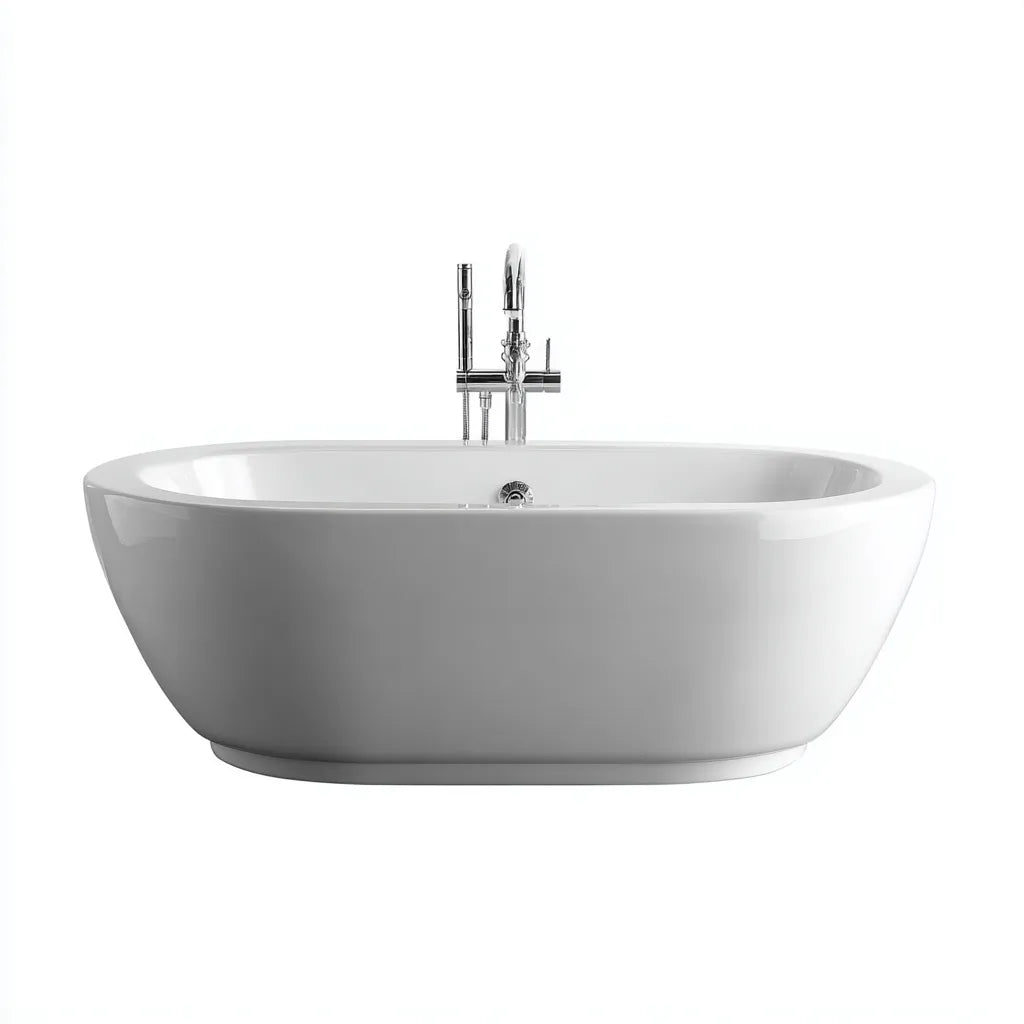 Vasca freestanding ovale 165×78×60 cm - acrilico bianco - profilo alto per bagno