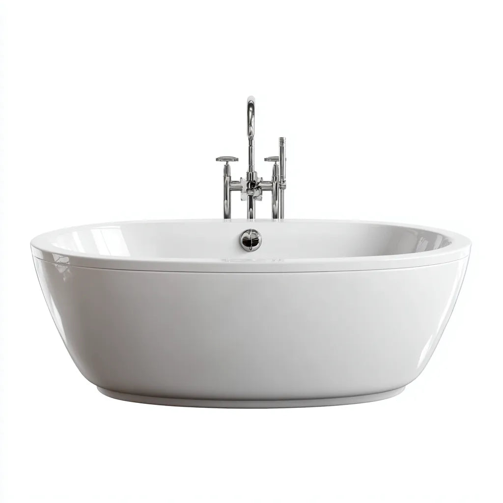 Vasca freestanding 160×78×57 cm in acrilico bianco - forma compatta con bordo arrotondato
