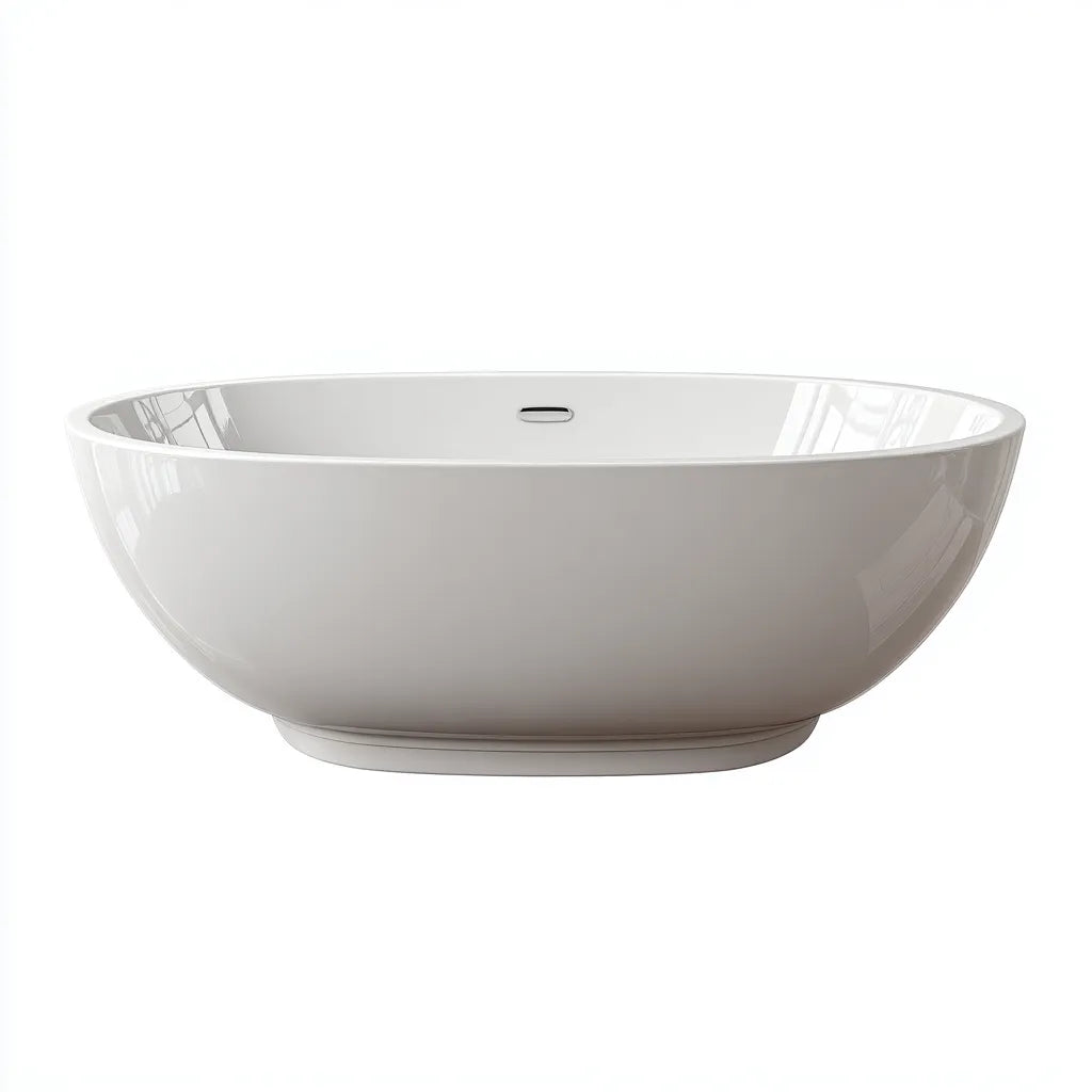Vasca Bagno freestanding 155×75×57 cm – acrilico bianco lucido – forma arrotondata con base integrata