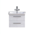 Mobile lavabo sospeso 60×46×52 cm - rovere e bianco - per bagno moderno con lavabo integrato