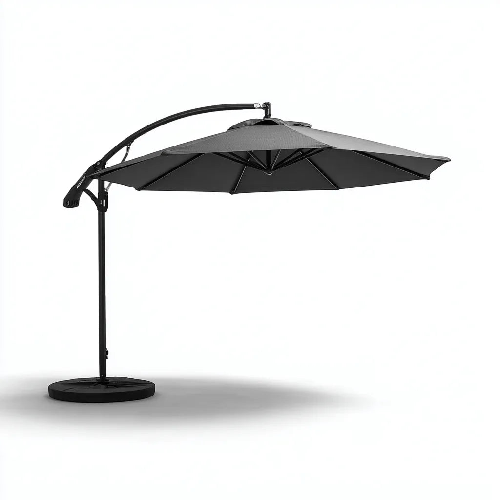 Ombrellone Da Sole Per Esterni 300×300×260 cm - grigio e nero - struttura laterale sospesa