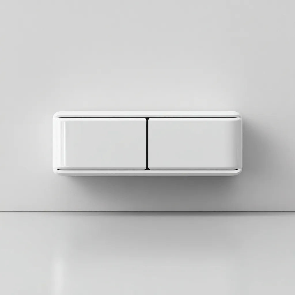 Mobile TV sospeso 140×38×45 cm - bianco - profilo arrotondato salvaspazio