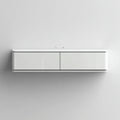Mobile TV sospeso 180×40×42 cm - bianco - profilo arrotondato con contenimento integrato