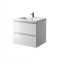 Mobile Bagno sospeso con Lavabo 70×47×61 cm – ceramica bianca e finitura lucida – stile lineare salvaspazio