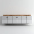 Mobile TV sospeso 180×42×58 cm in pannello bianco con piano legno chiaro - soluzione compatta per soggiorno moderno