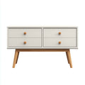 Mobile TV 120×40×62 cm - bianco e legno chiaro - per soggiorno stile nordico
